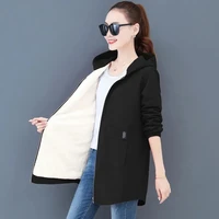 cardigan 6xl womens hooded windbreaker thickened long zipper trench coat women 2021 spring autumn korean loose mother jacket