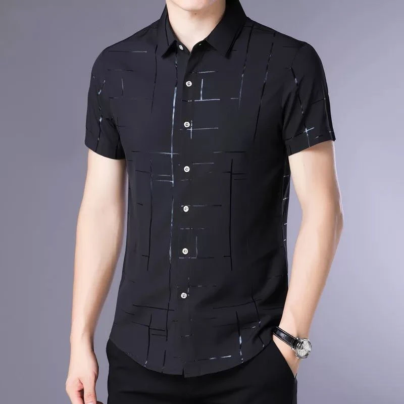 Short Sleeve Men Shirt,Summer Cool Shirt Men Clothing Business Casual Shirts