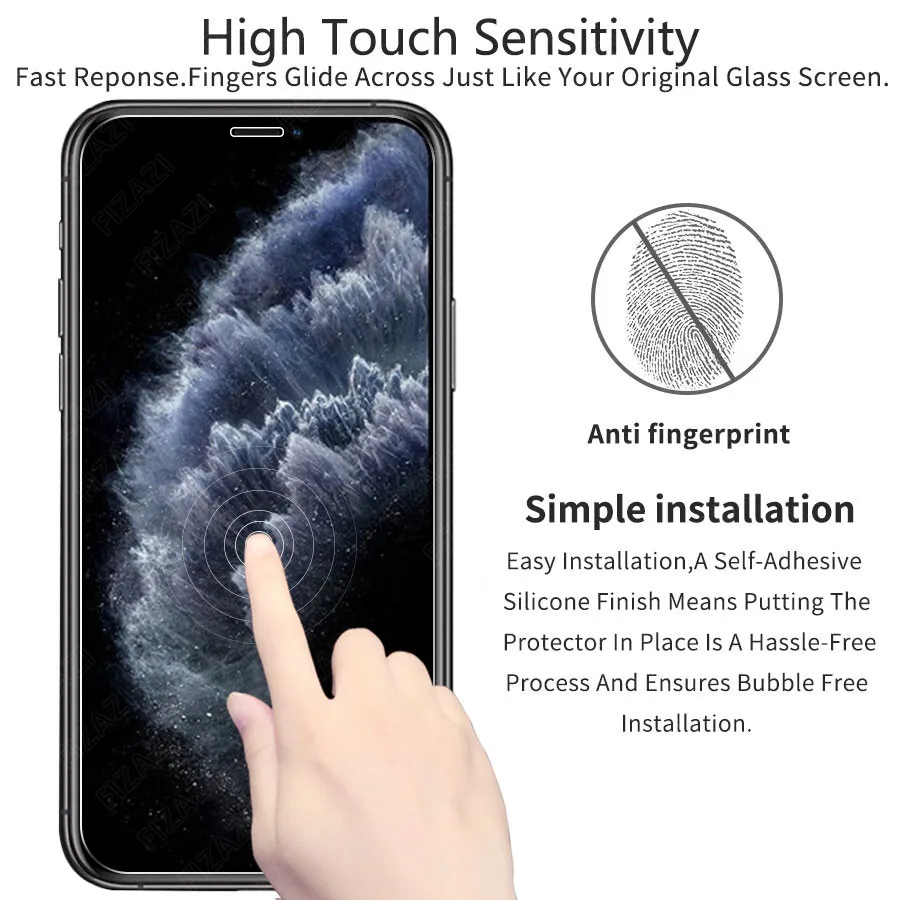2 шт закаленное стекло для iphone 11 протектор экрана Pro X XR XS Max защитное переднее |