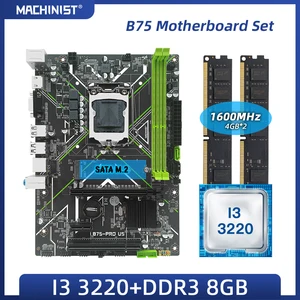 machinist b75 motherboard lga1155 kit with intel i3 3220processor ddr3 8g24g1600mhzram memory sata2 sata3 ngff m 2 b75 pro u5 free global shipping
