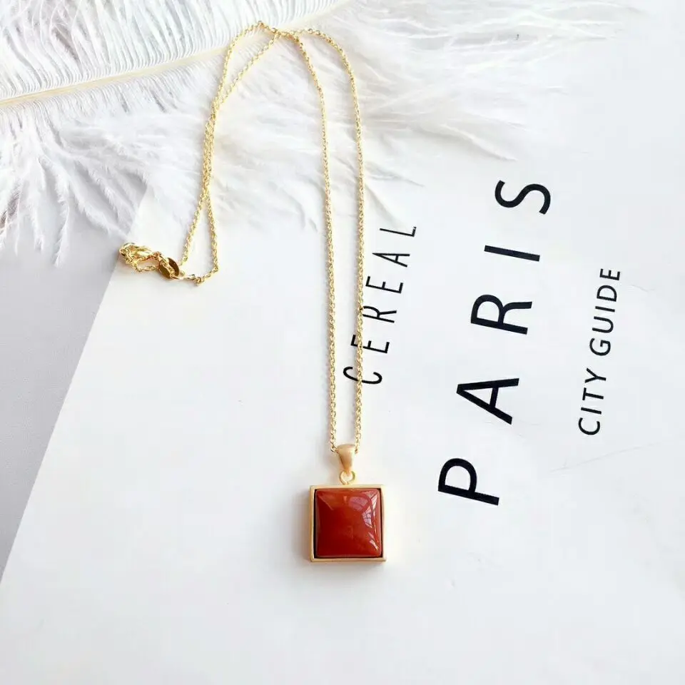 MeiBaPJ Настоящая Натуральная красная Агатовая Подвеска Ожерелье 925 Чистое серебро