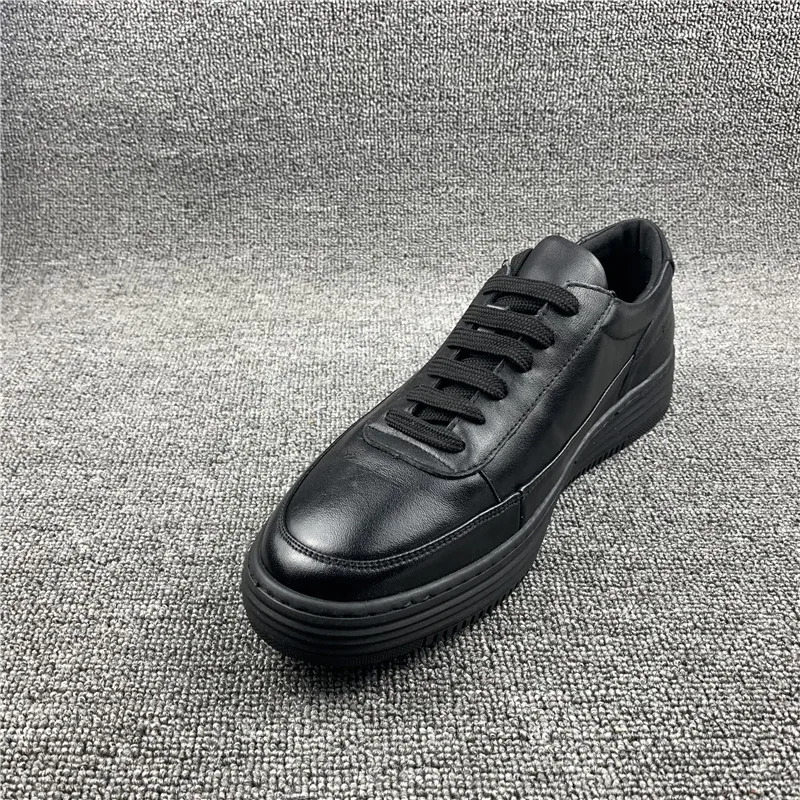 

Genuine Leather Mens Casual Shoes Solid Breathable Low-Top Round Toe Natural Cowhide Active Shoes Vintage Fashion Male Footwear