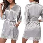 Пикантное кружевное нижнее белье с коротким рукавом для женщин и девушек из искусственного ледяного шелка набор ночных рубашек для женщин домашняя одежда из ледяного шелка