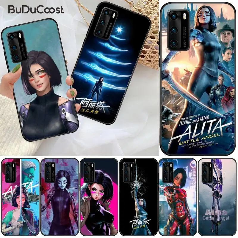 Чехол Alita с изображением ангела битвы черный мягкий чехол для телефона Huawei P9 10 20 30