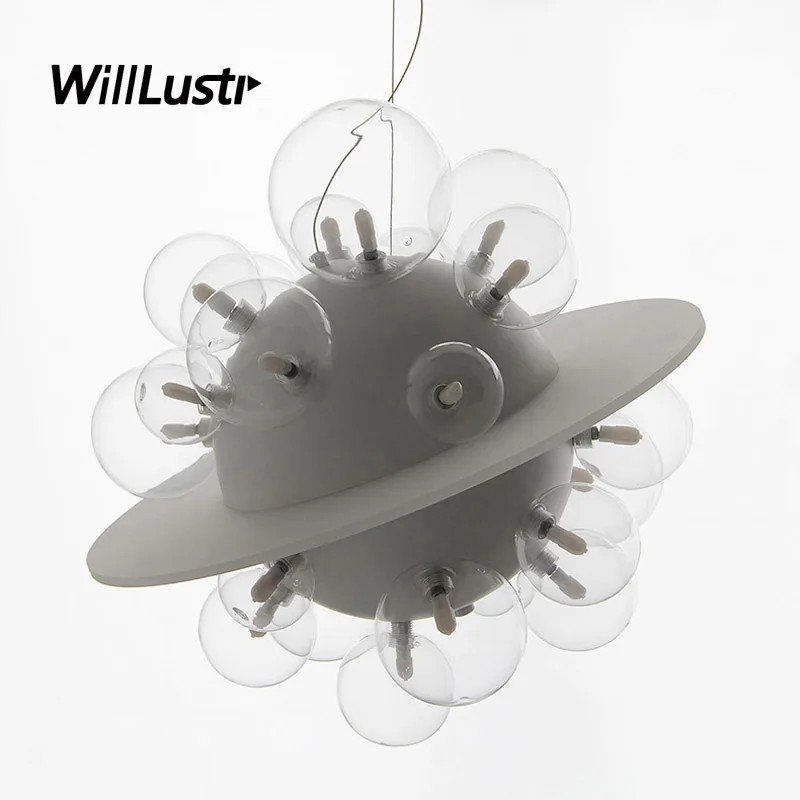 Креативный стеклянный подвесной светильник в виде пузырьков современный Saturn для