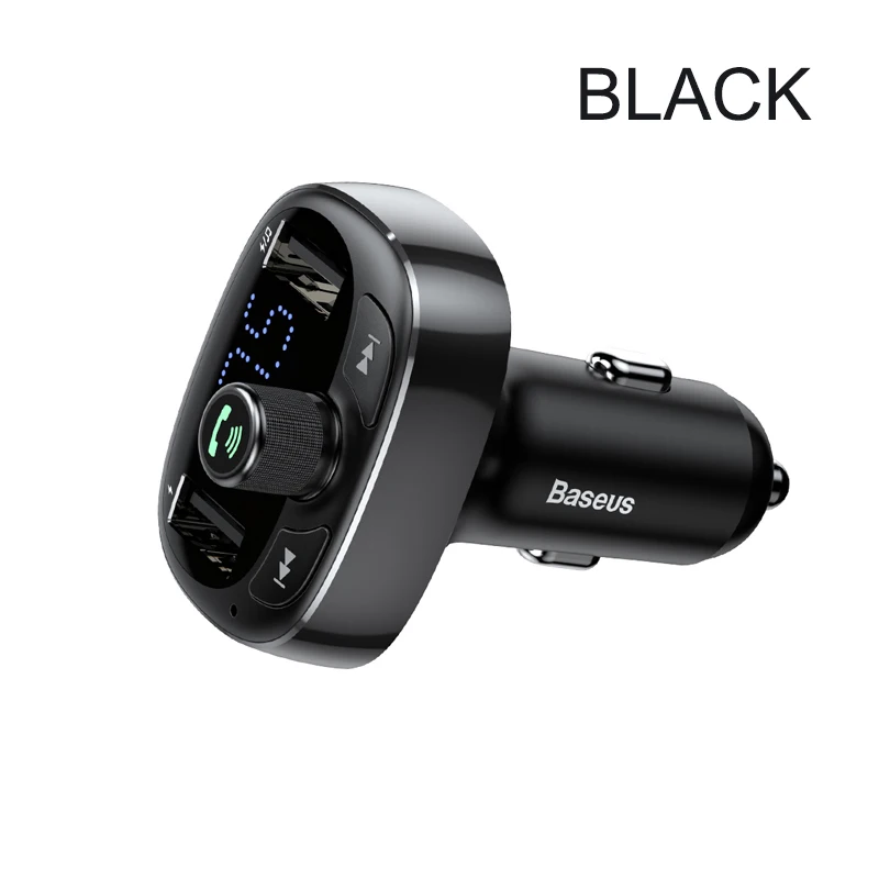 Baseus автомобильное зарядное устройство fm-передатчик Aux модулятор Bluetooth Handsfree автомобильный аудио mp3-плеер 3.4A Быстрый двойной USB зарядное устройство для мобильного телефона - Тип штекера: Black