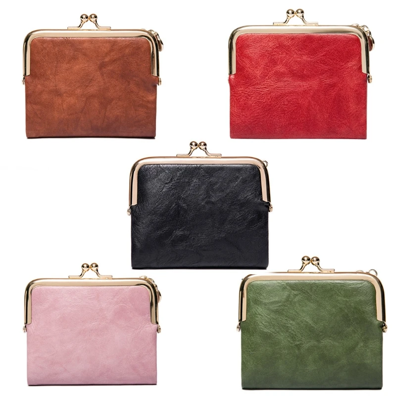 

Bifold PU Leather Coin Card Key Ring Wallet Pouch Vintage Purse Change Bag