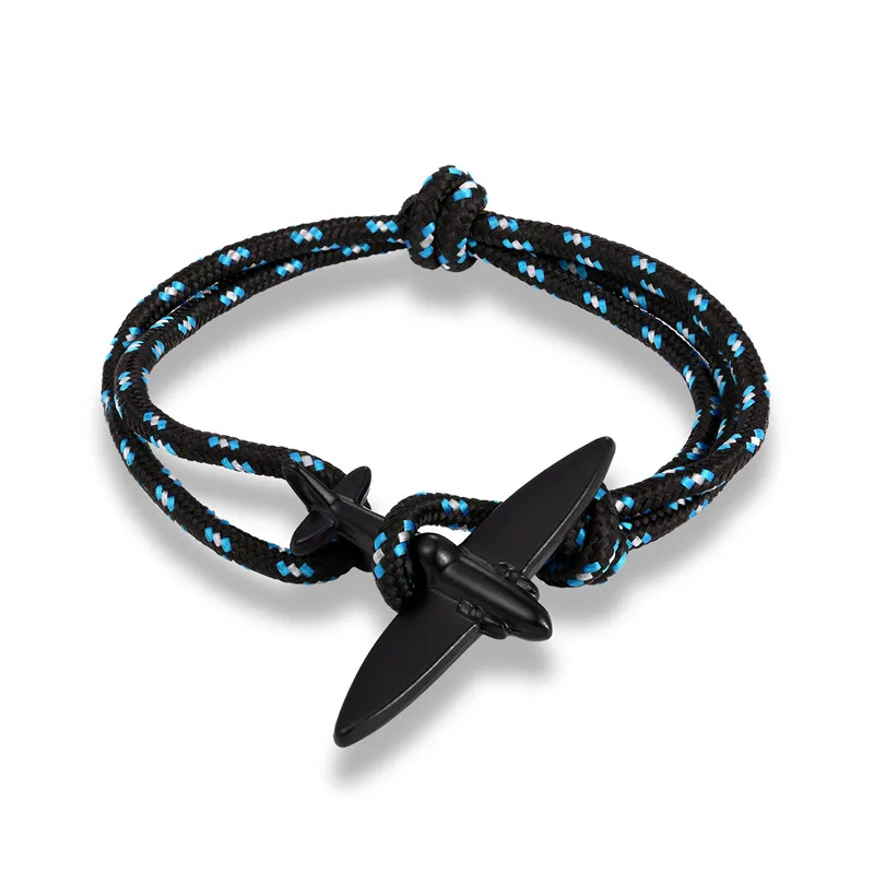Black blue MKENDN Новое поступление самолет якорь Спорт кемпинг парашют шнур выживания браслет для мужчин и женщин Пряжка в морском стиле модные украшения - Окраска металла: Black blue