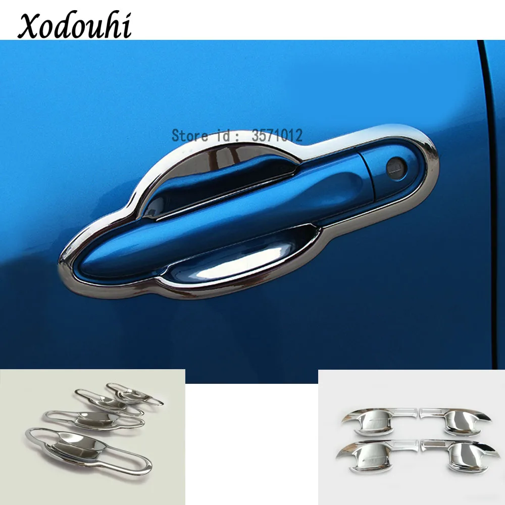 

For Renault Captur 2015 2016 2017 car body cover detector trims ABS chrome external door Bowl stick lamp frame 4pcs