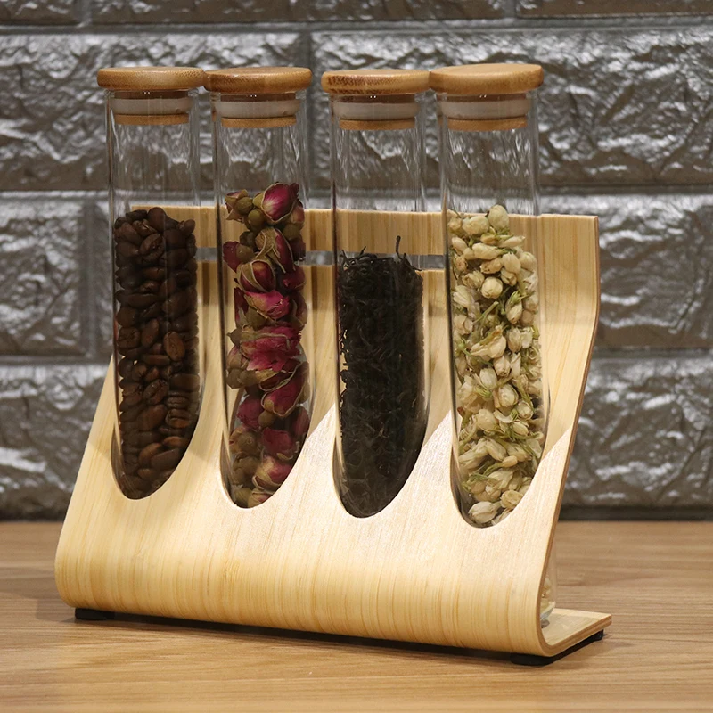 Креативная деревянная витрина для кофе зерен цветов чая стойка канистра злаков
