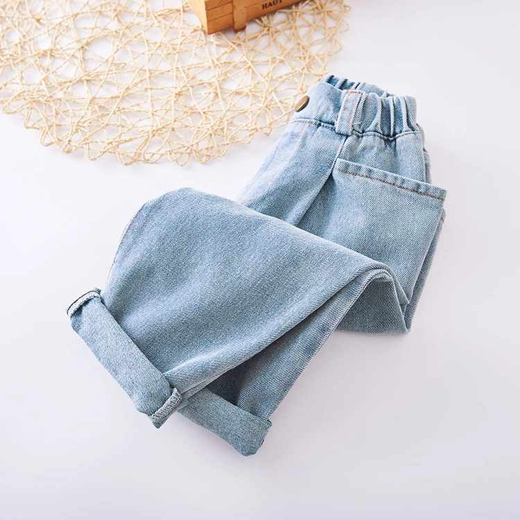 Джинсы для маленьких девочек синие демисезонные детские брюки одежда детей
