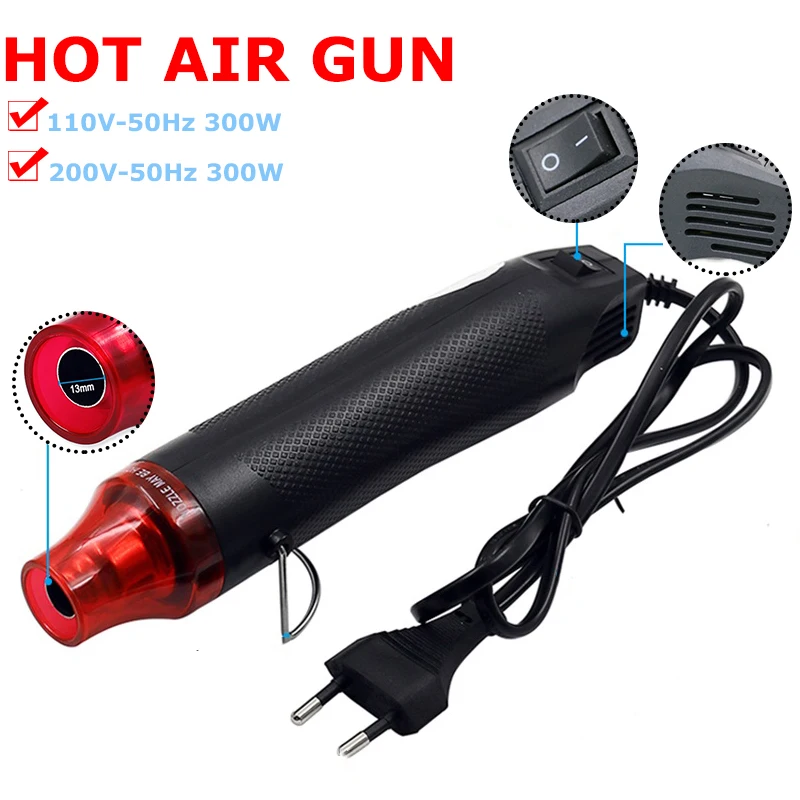 

Mini Heat Gun Hot Air Tool 110/220V 300W Temperature for Dryer Soldering Supporting Seat Shrink Plastic Crafting Tools 2021