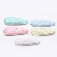 40pcslot 5 5cm glitter padded applique snap clip cover for bb headdress hair clip accessories without clip