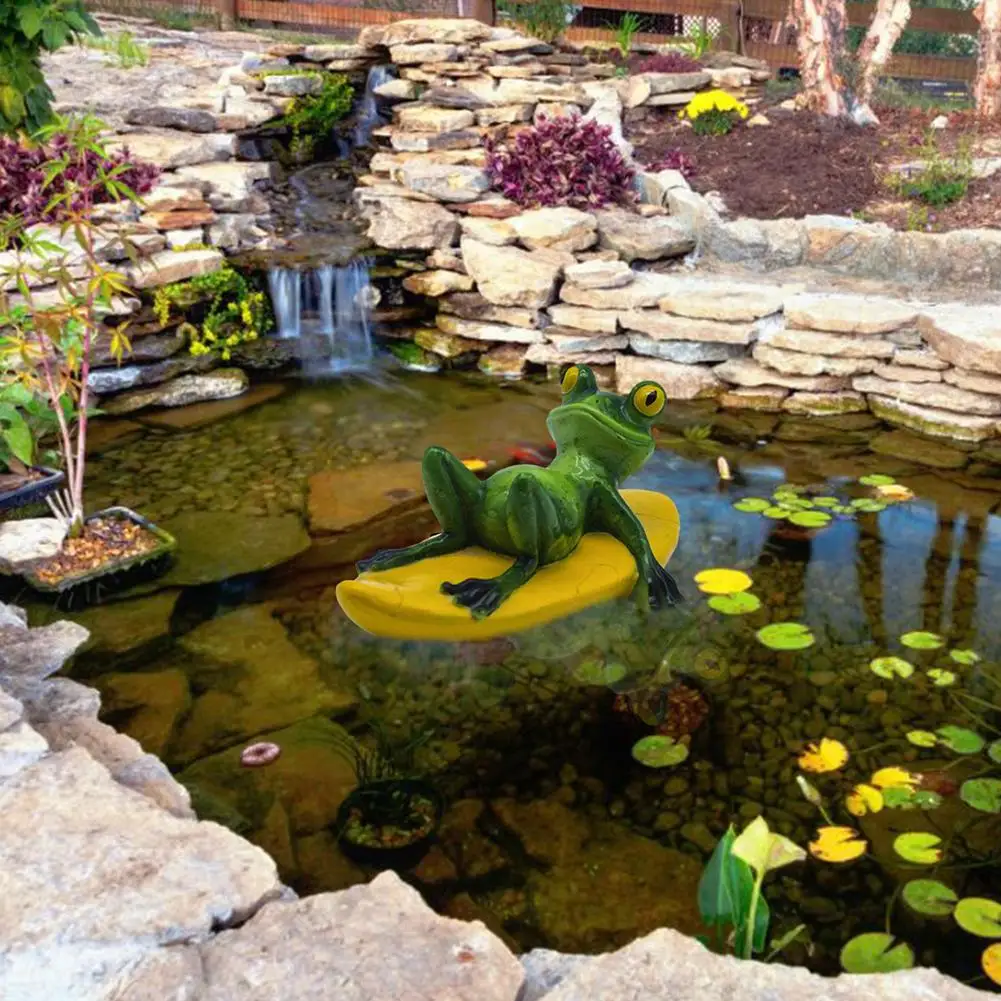 

Water Floating Decor Frog Raft Animal Pool Pond Floating Ornament On Water In Garden Courtyard Resin Frog Waterscape Decoration