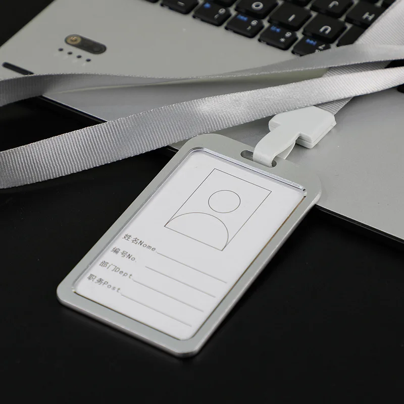 

Aluminum Alloy Work Name Card Holders Business Work Card ID Badge Lanyard Holder Hot Vertical Metal ID Business Case