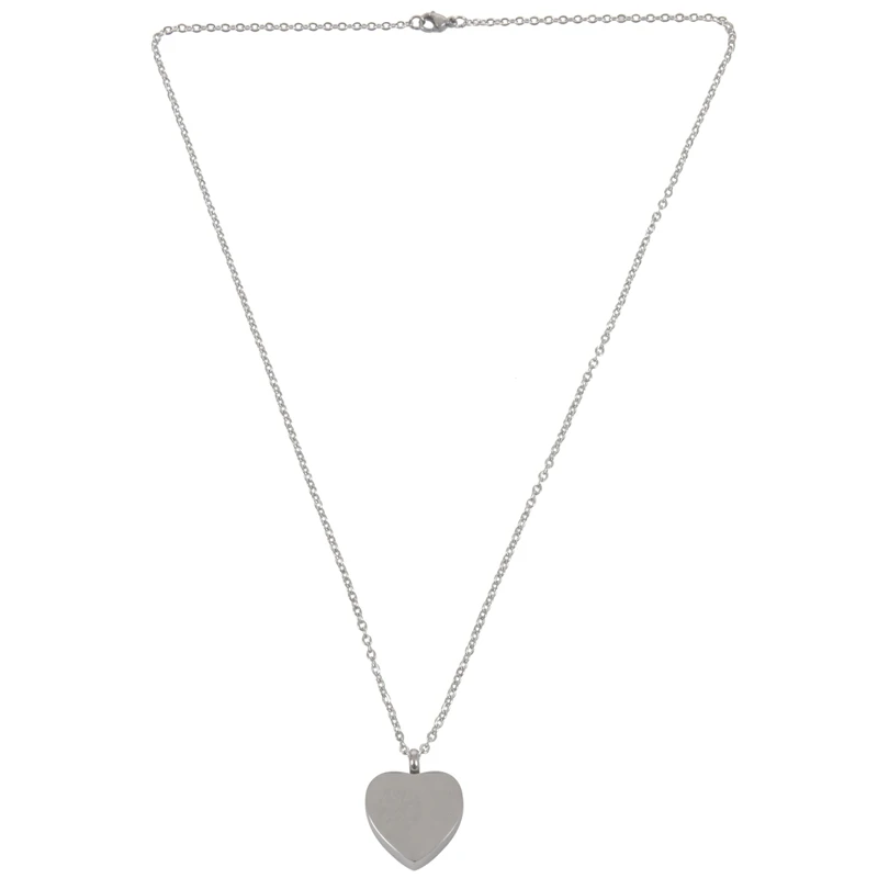 Cremation Jewellery Stainless Steel &quotNo Longer By My Side... But Forever In Heart&quot Heart Urn Pendant Necklace - Memorial Ash |