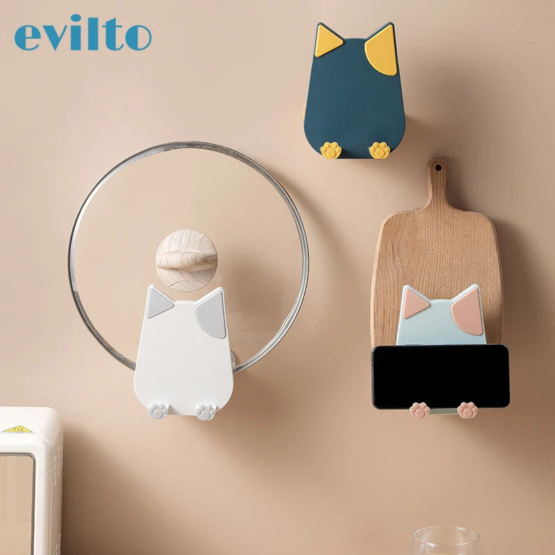 

Настенная подставка для крышки телефона, с держателем, самоклеящаяся подставка для сковородок, кухонные инструменты