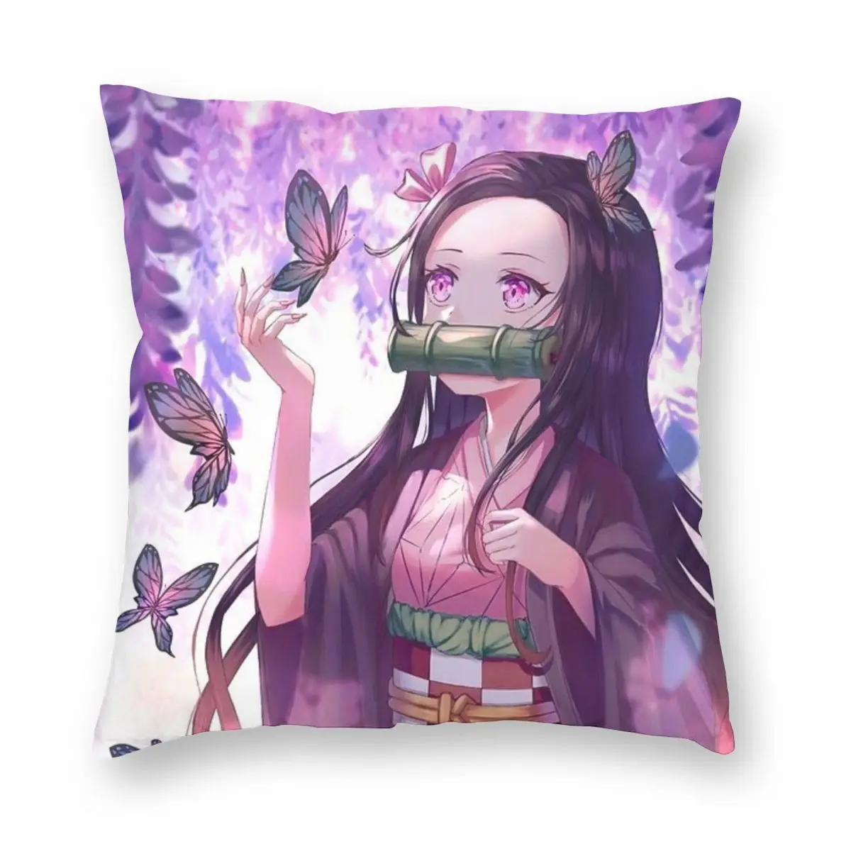 

Nezuko Kamado Demon Slayer Pillowcase Printed Fabric Cushion Cover Decoration Cartoon Pillow Case Cover Sofa Zippered 40*40cm