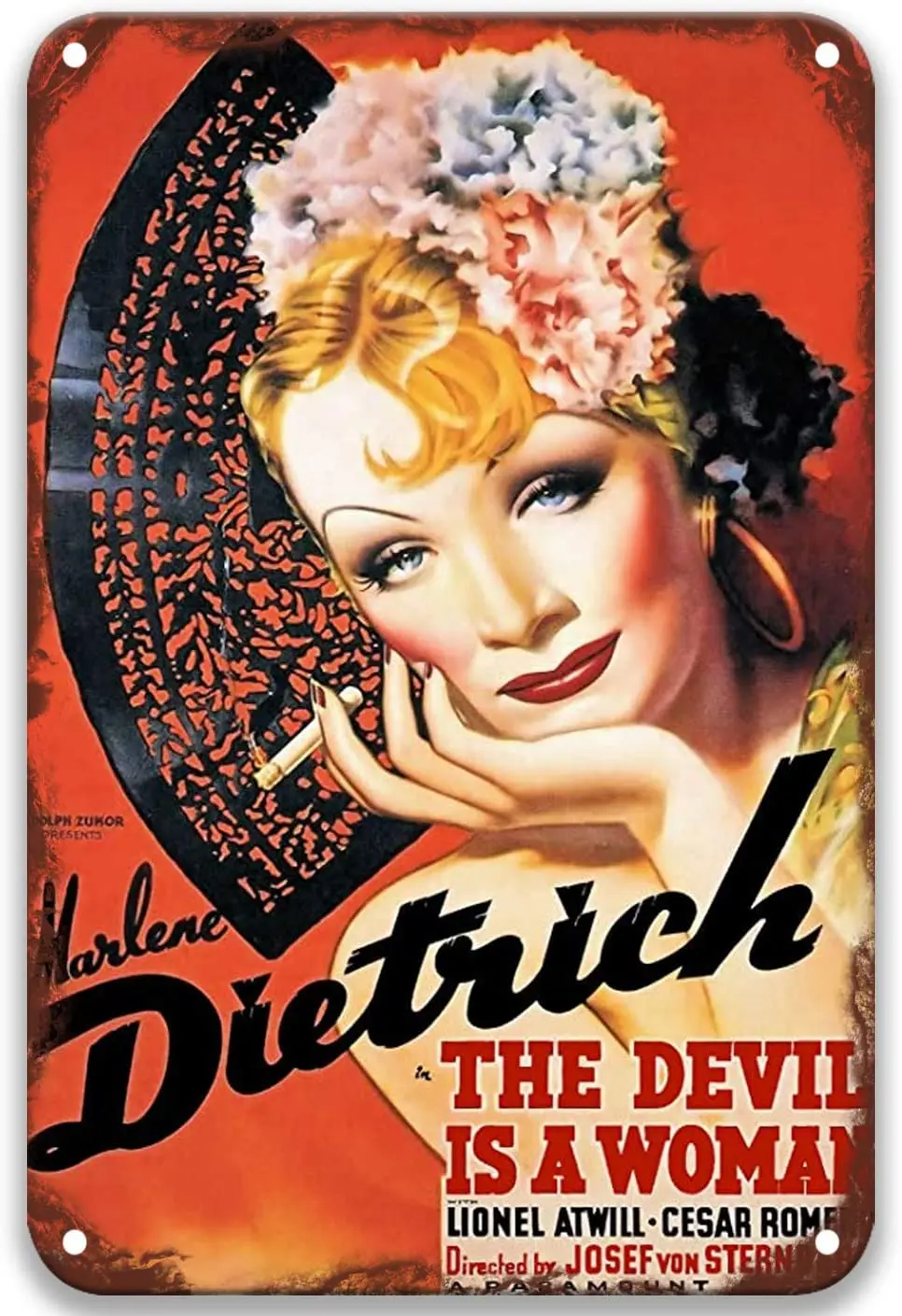 

sfasf The Devil is a Woman (1935) Tin Signs Vintage Movies Poster Plaque for Coffee & Bar Custom Garden Kitchen Office 8x12