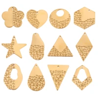 10pcs stainless steel gold geometry water drop texture earrings charms diy necklace jewelry making bracelet components wholesale