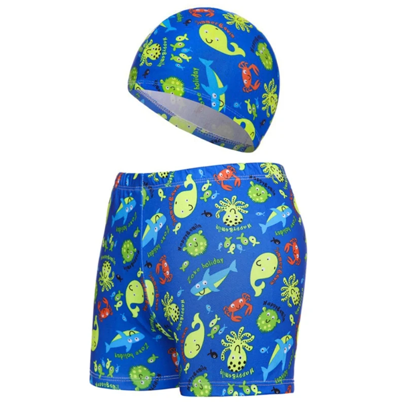 Новинка 2020 комплект для мальчиков с чехлом детские плавки и шапочки купания