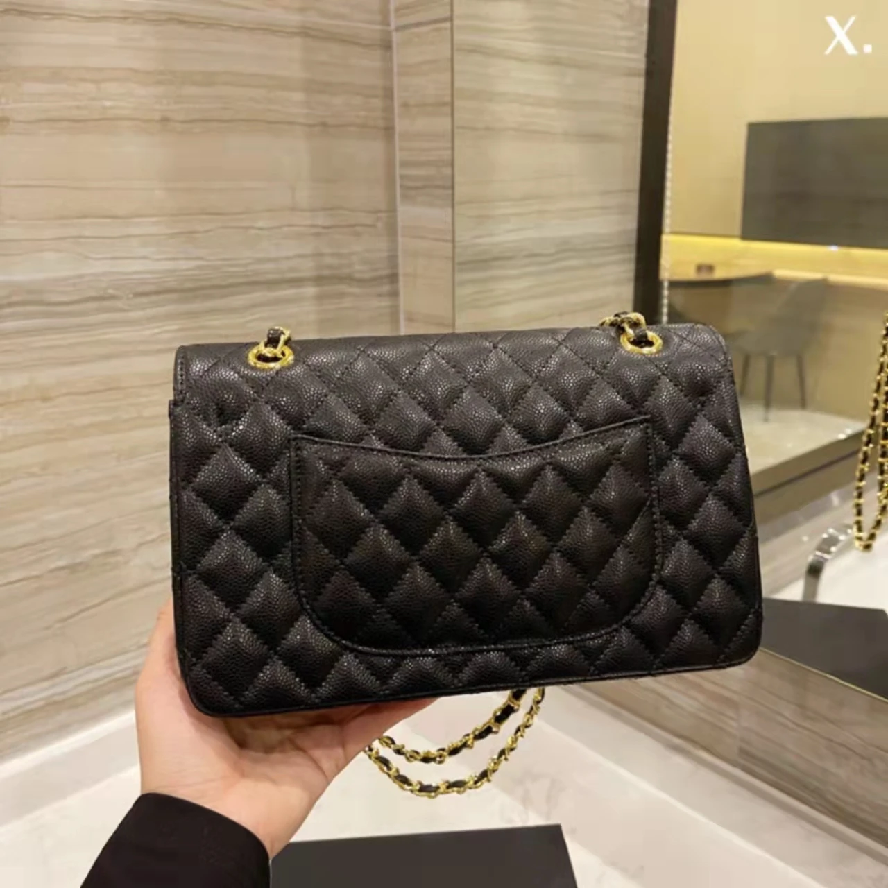 

Ladies flip bag brand designer luxury fashion caviar pattern leather gold CC lock women's shoulder bag messenger bag handbag
