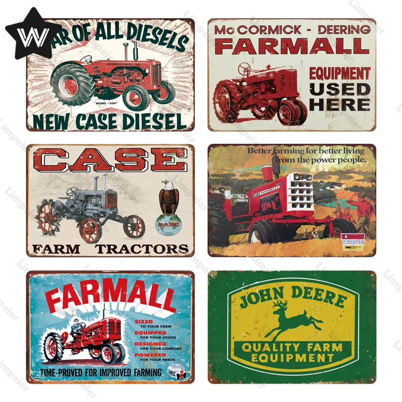 Потертая шикарная винтажная металлическая Оловянная подставка Farmall Man пещера