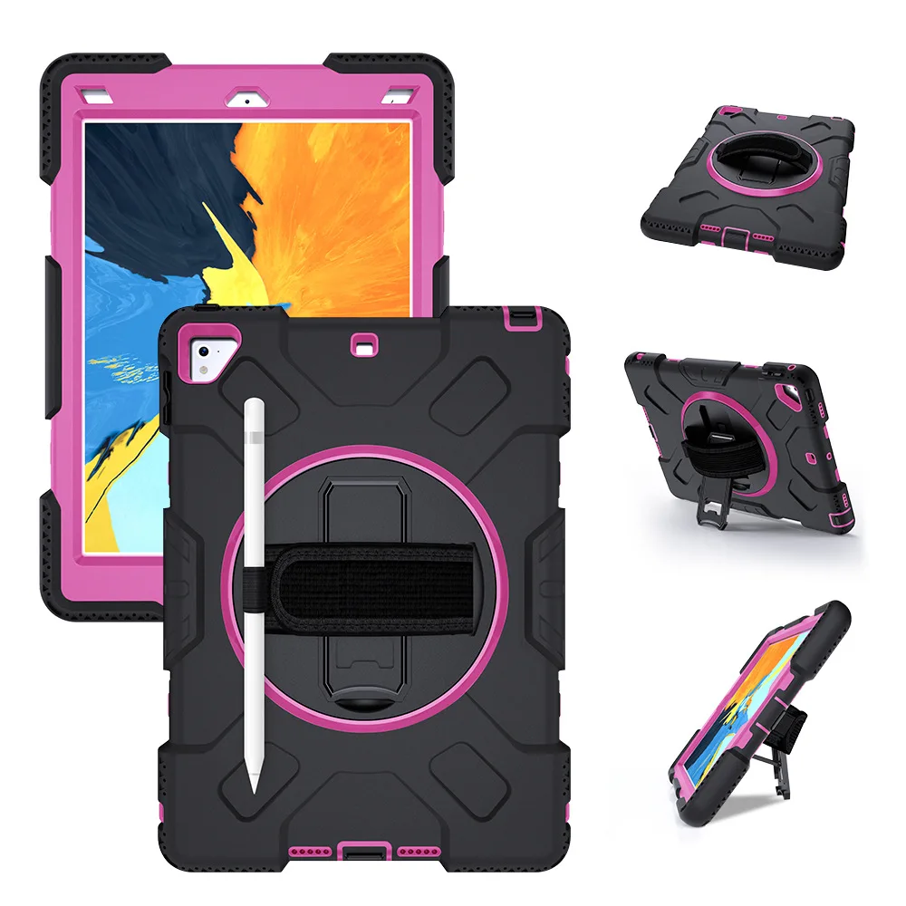Black with Purple Чехол для iPad Pro 9,7 Air 2 iPad 9,7 дюймов чехол для планшета с держателем карандаша вращение на 360 Защитный ремешок JGX07 - Цвет: Black with Purple