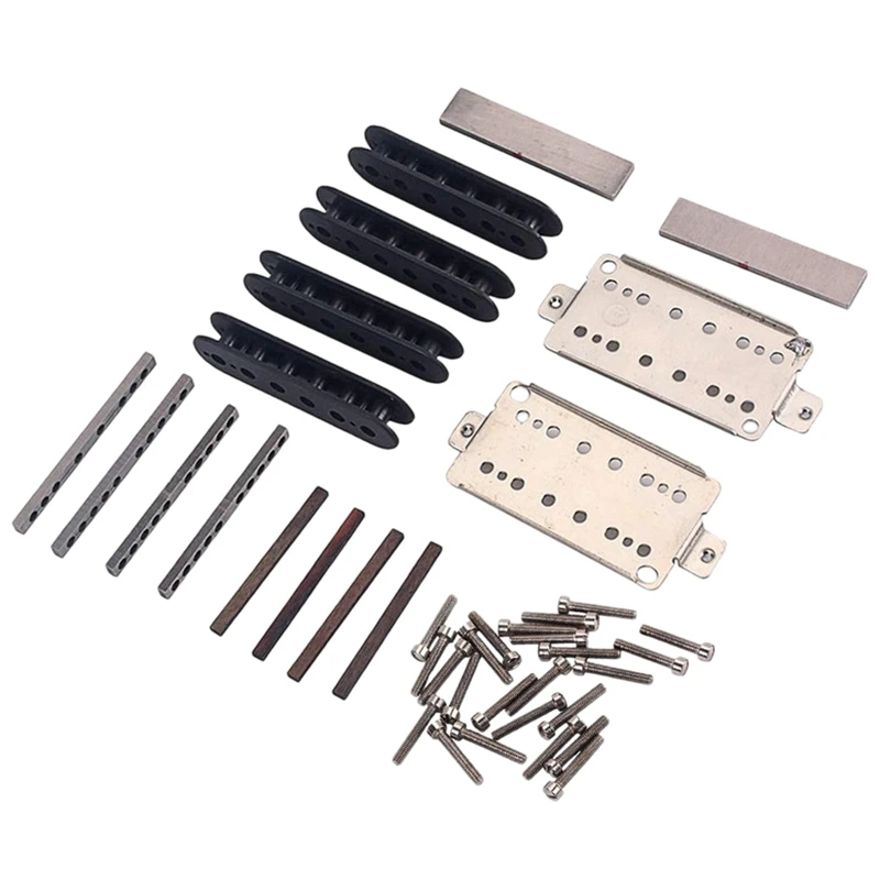 

A Set Guitar Humbucker Pickup Kits Producing Accessories/Cupronickel Baseplate/Spacer/Bobbin/ Pole Slug/Bar Alnico V Magnet