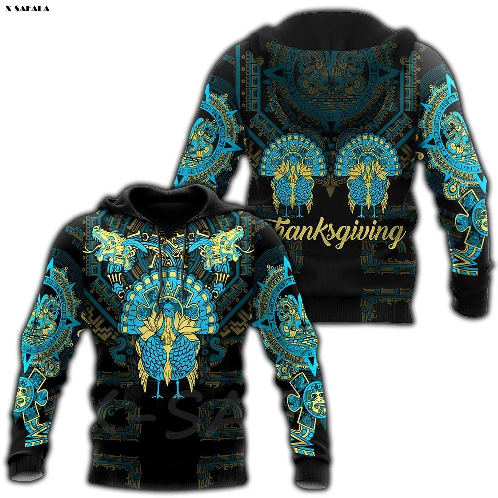 

Aztec Mayan Aztec Turkey Thanksgiving 3D Printed Hoodie Man Female Zipper Pullover Sweatshirt Streetwear Tracksuits