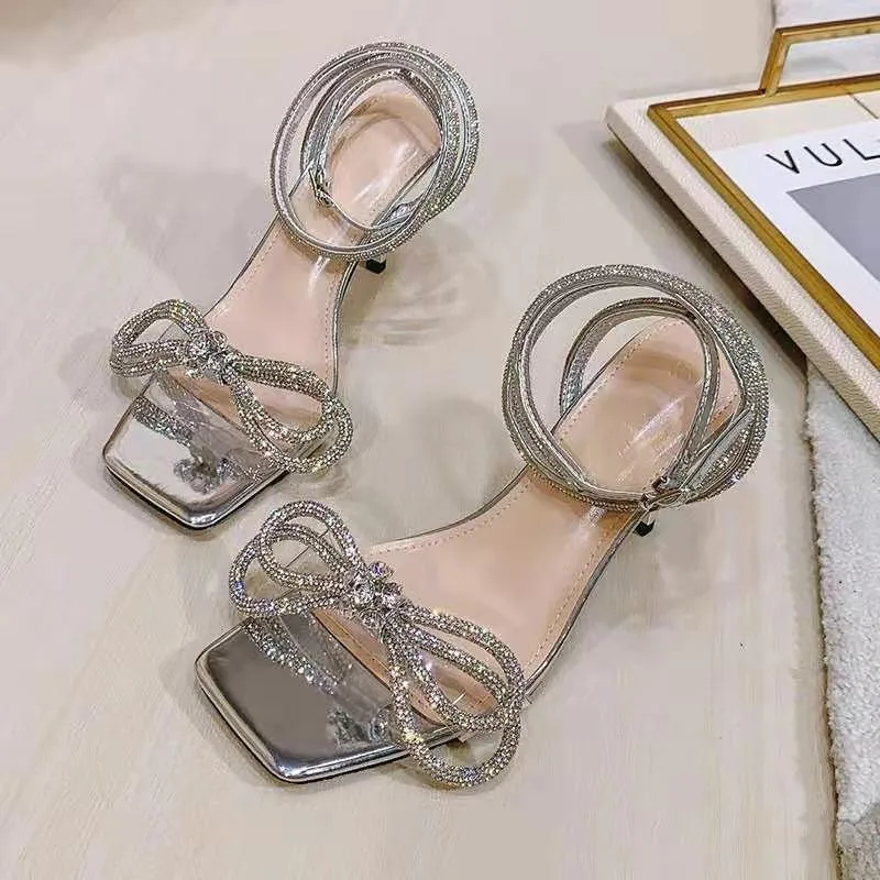 

Transparent Sandals Women Peep Toe Crystal Bling High Heels Women Pumps Summer Shoes Women Sexy Wedding Dress Female Shoes