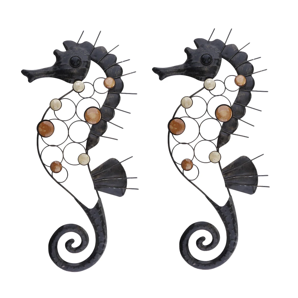 2 шт. модные большие металлические настенные украшения в виде морской лошади для