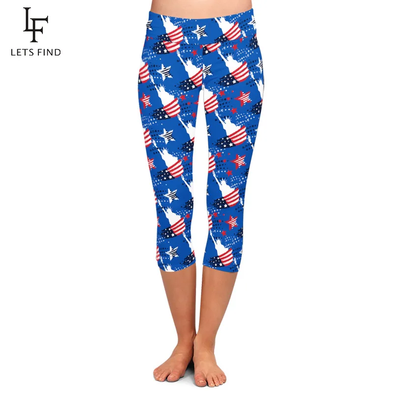 Женские леггинсы-капри LETSFIND летние эластичные леггинсы с высокой талией и