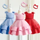 Платья на 1-й день рождения для новорожденных девочек, элегантное вечернее платье с бантиком для свадьбы, винтажное платье для крещения младенцев