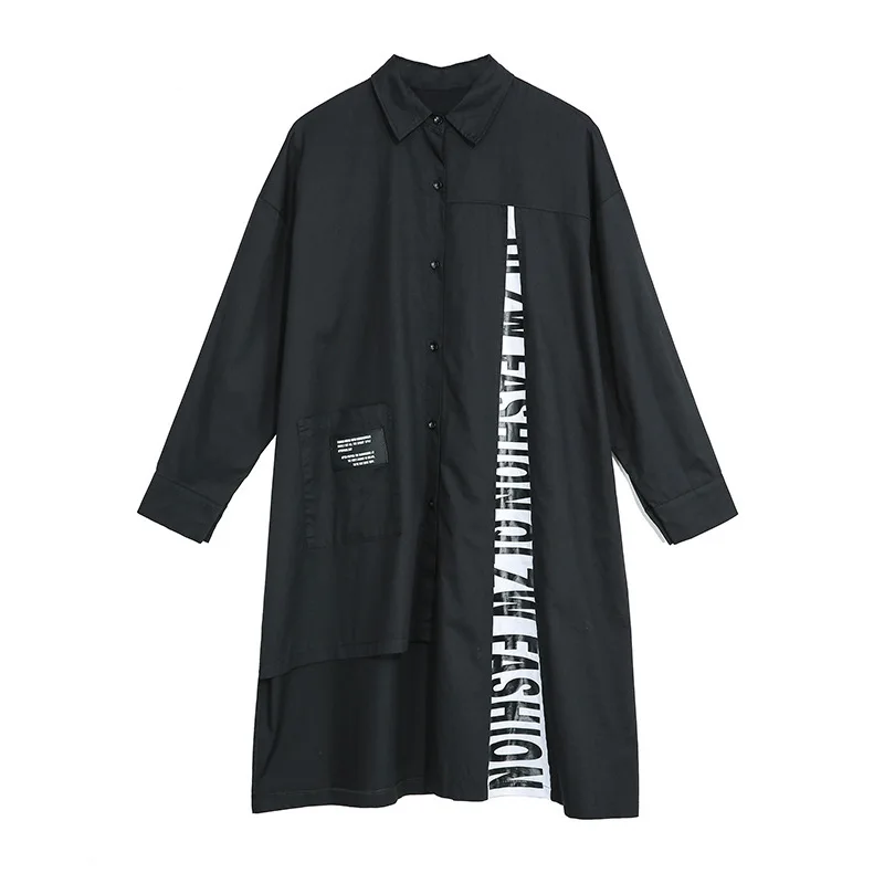 Женская блузка с длинным рукавом LANMREM Весенняя Асимметричная буквенным принтом в