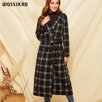 2019 long coat vintage lattice loose overcoat trench for women casaco feminino ropa mujer manteau femme clothes hiver modis