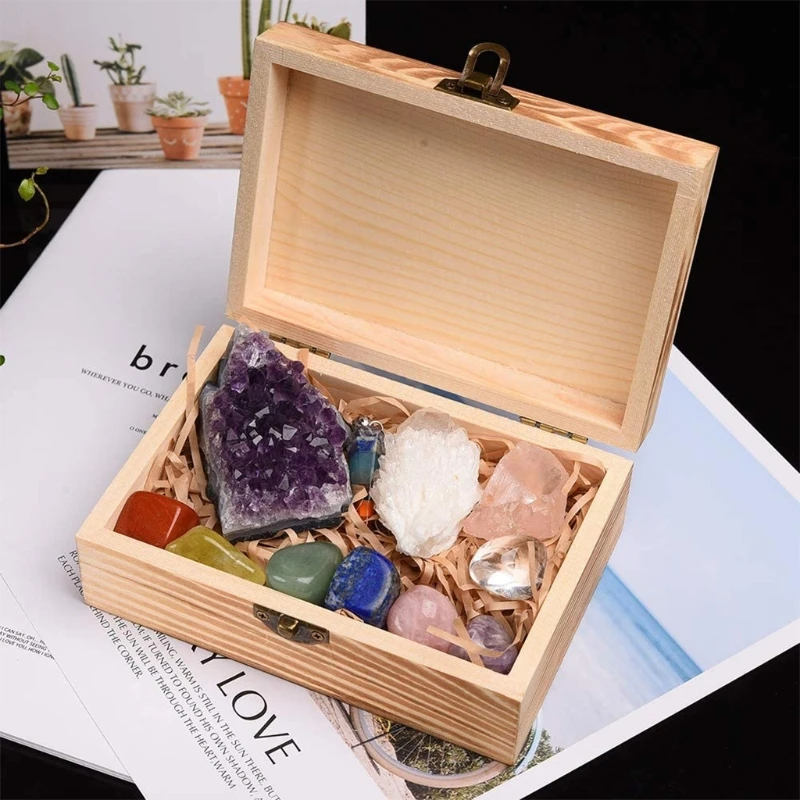 

Seven Chakra Balancing Healing Energy Kit Tumbled Stones Rose Quartz Amethyst Cluster Crystal Points Chakra Pendulum