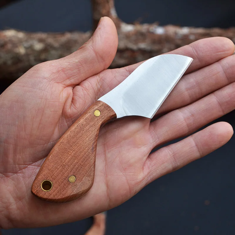 

EDC Wood Handle Straight Knife Mini Outdoor Small Kitchen Knife Portable Knives Camping Self-Defense Integrated Knife