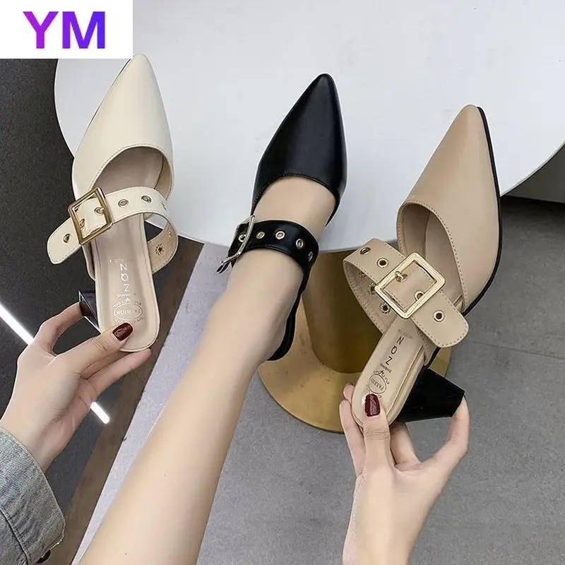 Сандалии женские с острым носком туфли-лодочки из искусственной кожи