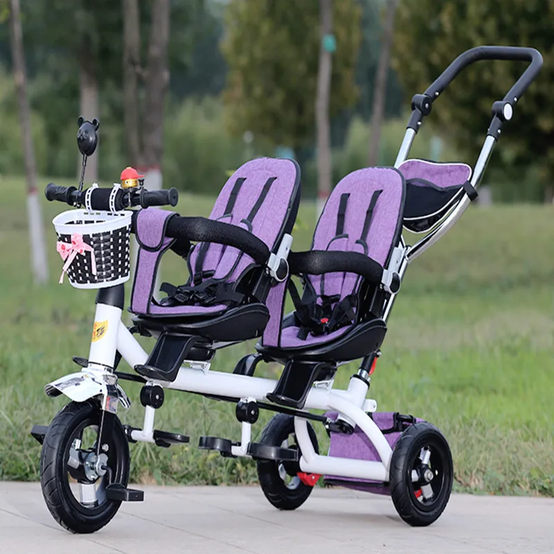 Triciclo infantil Дети трехколесный велосипед двойной детская коляска из светильник 3
