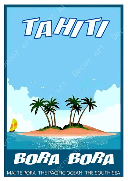 Полинезия Таити Бора праздник пляж путешествия холст картина винтажный