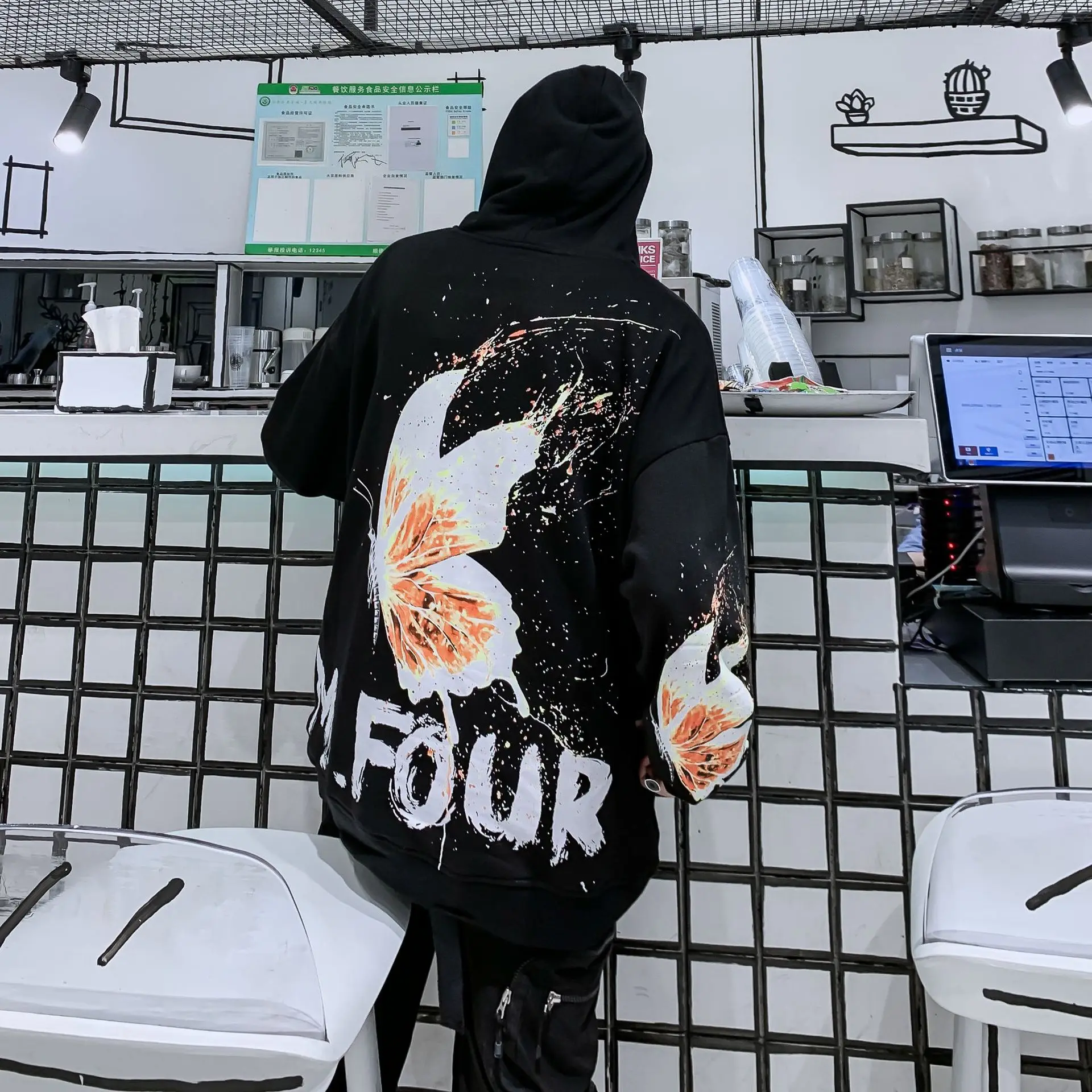 

Butterfly Printing Chinese Fashion Fried Street Hoodie Men's Fashion Hip-hop American Casual Fashion Brand Ins Couple's Jacket