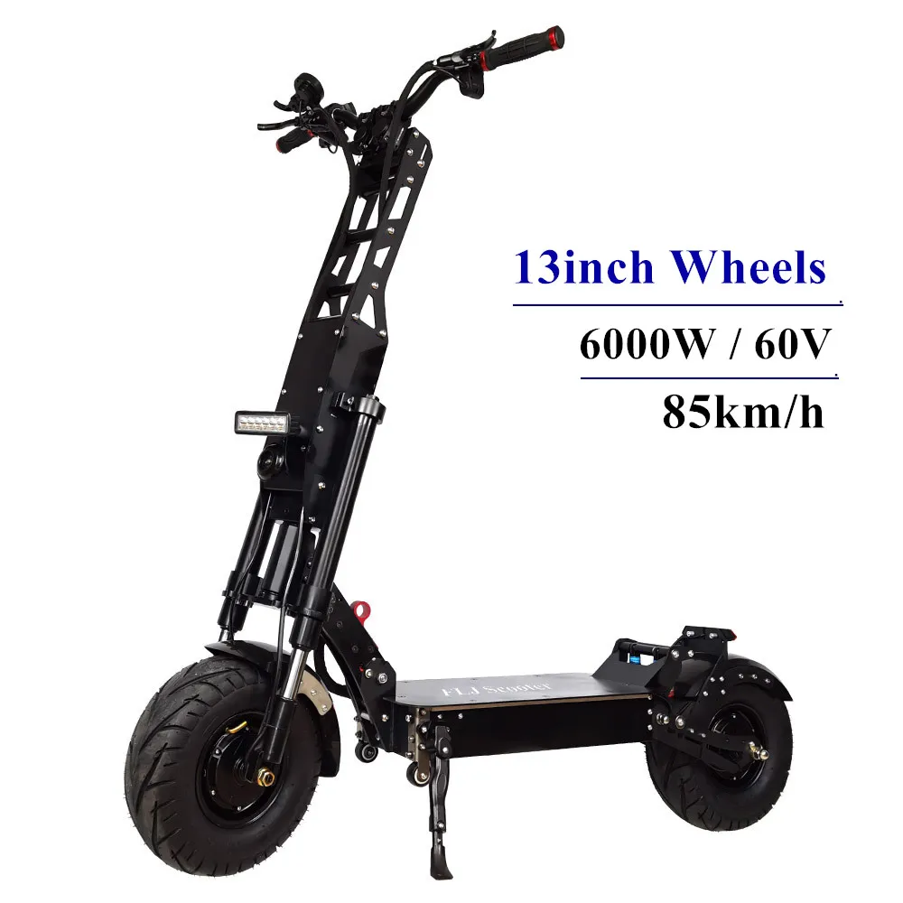 Bestellen FLJ K6 13 Zoll Räder Elektrische Roller Mit 6000W/60V 85 Km/h 90-120km Reichweite Dual Motor Fett Reifen Kick Roller Erwachsene FoldableE Bike