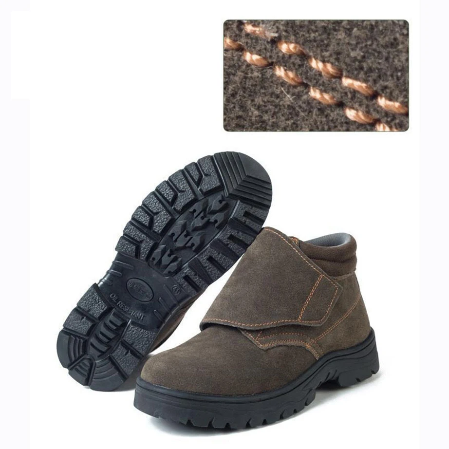 2019 new welding shoes anti-smash anti-stab safety anti-spark splash hot leather non-slip wear-resistant work | Обувь