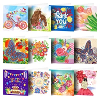 diamond painting greeting cards butterfly flower cartoon birthday postcards diy mosaic kids festival embroidery greeting cards