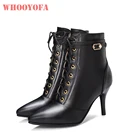 Женские ботильоны на высоком каблуке, бежевые или черные элегантные ботинки для верховой езды, большие размеры 30, 10, 43, 46, 48, WA206, зима