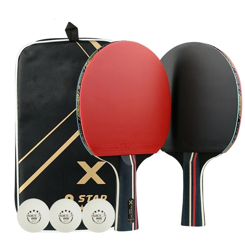 

1Pair Table Tennis Racket Professional Rubber layers of pure wood Pingpong Racket Short Long Handle Table Tennis Training Racket