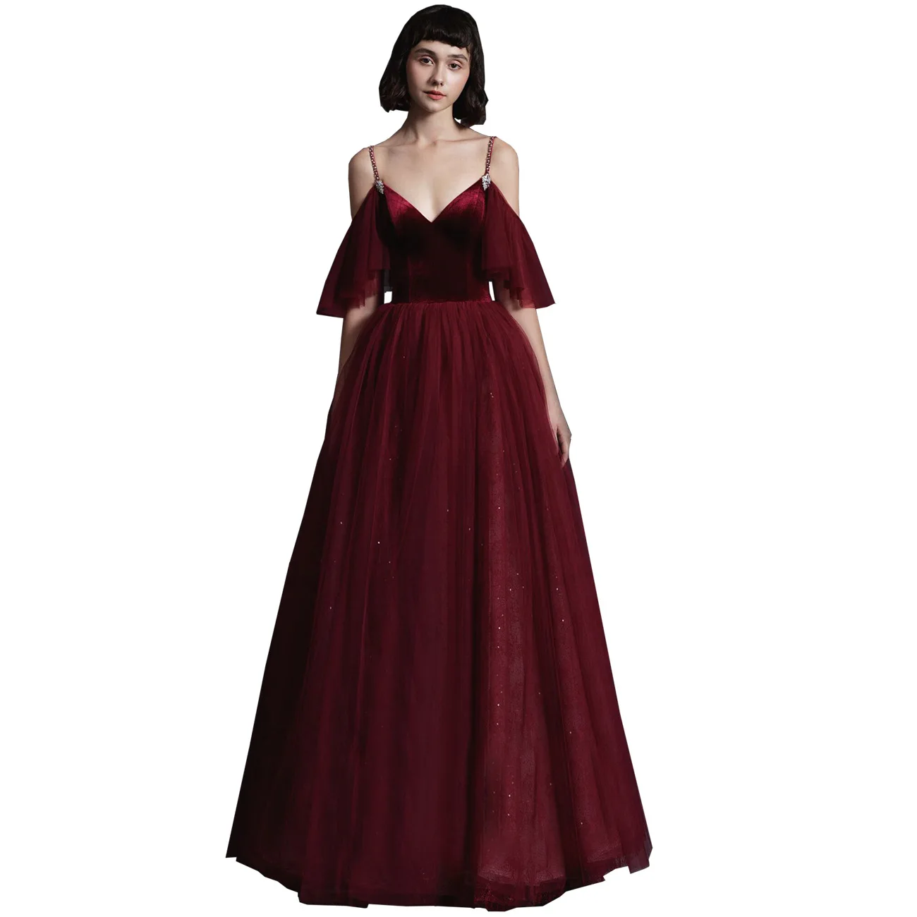 

Сексуальное вечернее платье на бретельках с v-образным вырезом, модное длинное платье с открытыми плечами для банкета, выпускного вечера, же...