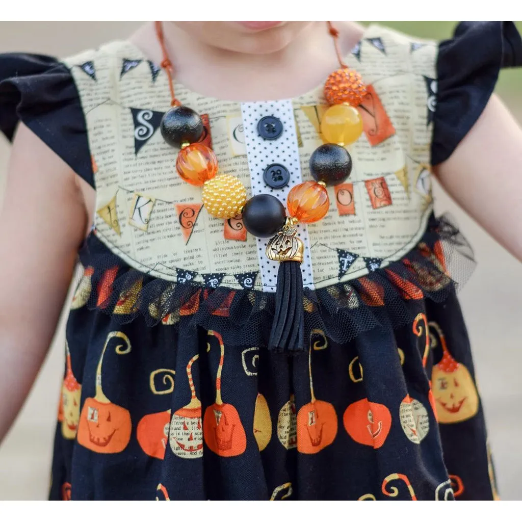 Платье Дети для девочек на Хэллоуин Тыква с принтом праздничное платье принцессы