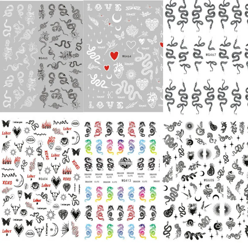 Модные наклейки-змеи для дизайна ногтей аксессуары женщин ручная Татуировка